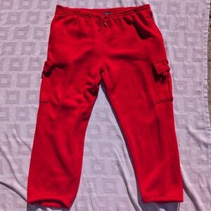 DREAM USA Red Acrylic Cargo Jogger Sweatpants Men's Size XL Drawstring Comfort